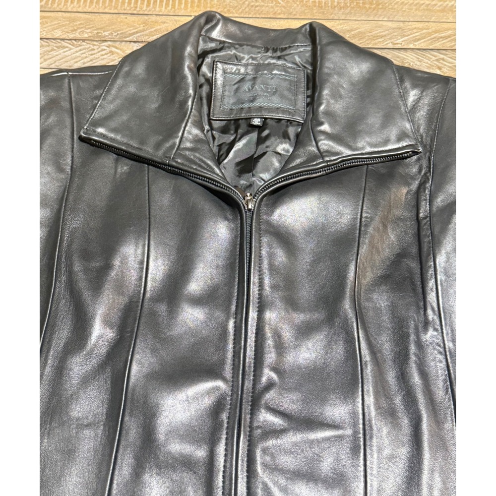 Avanti Leather Jacket Woman 2X Black Zip Up Collared Outerwear Preloved - Picture 7 of 10